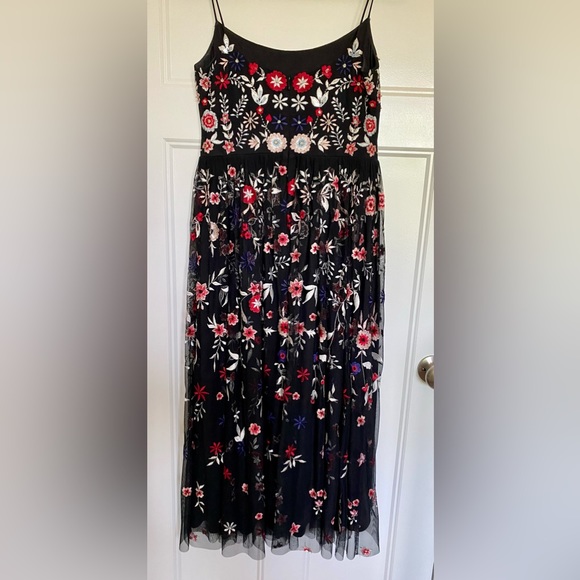 BHLDN cocktail dress, beading & sequins on bodice, embroidery on mesh skirt. - Picture 2 of 9